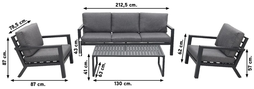 Hugo stoel-bank loungeset - antraciet OP=OP