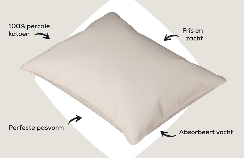 Dixxius Kussenslopen Excellent Percale Katoen Sand (set van 2) – Bij Swiss Sense