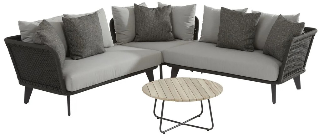 4 Seasons Outdoor Belize hoekbank loungeset met Axel salontafel Ø 73 cm SALE Loungeset antraciet weerbestendig