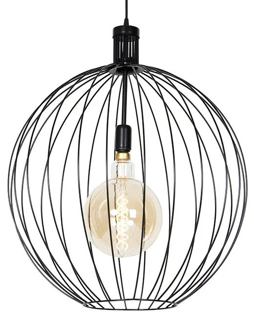 Eettafel / Eetkamer Design hanglamp zwart 60 cm - Wire Dos Design E27 bol / globe / rond Binnenverlichting Lamp