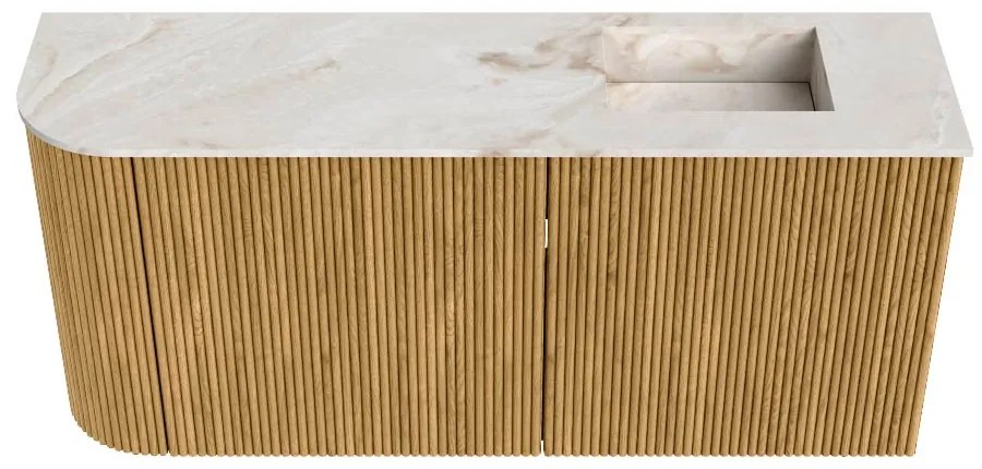 Mondiaz Joya DLux 90cm toiletmeubel ronding links oak met wastafel faye rechts 1 kraangat frappe