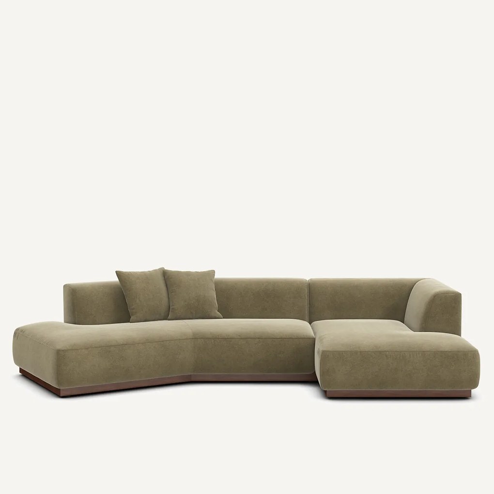 Open rechte hoekbank in linnen fluweel, JACOPO