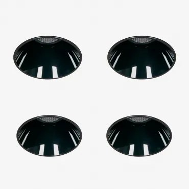 Pack Van 4 Inbouw Led Downlights Zonder Rand, Trimless, Rond Ø6,8 Cm Voor Buitengebruik In Aluminium Luisiana Zwart & Warm Wit 3000k & 23º & 11 W -