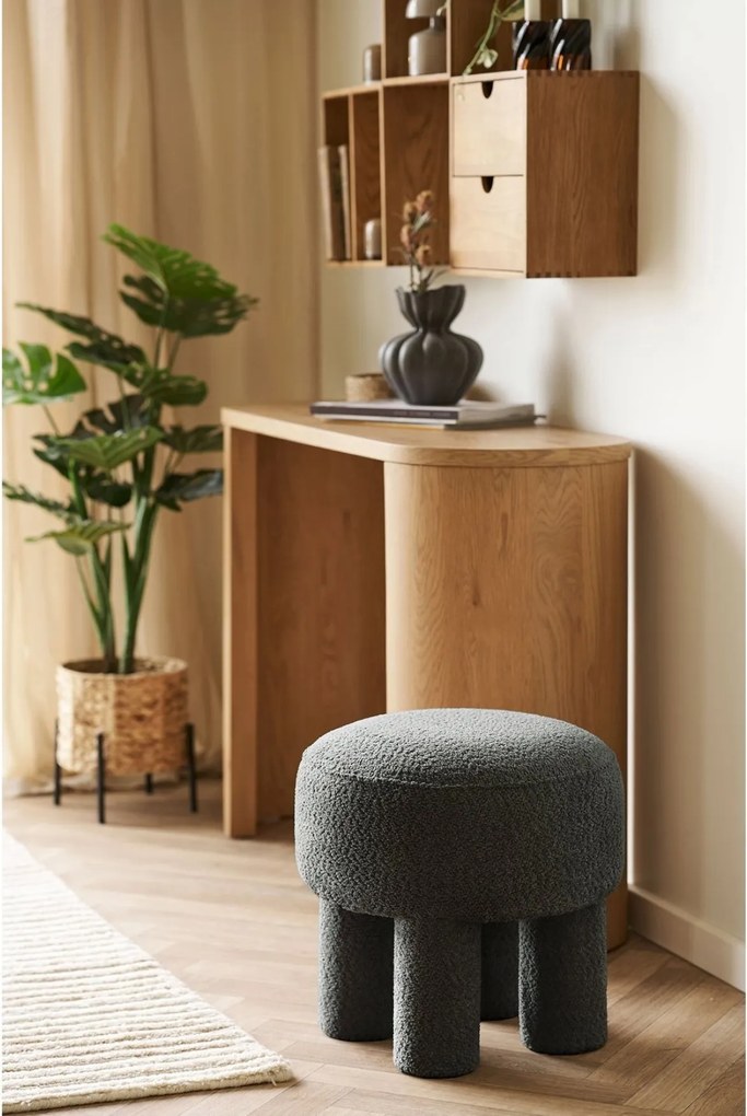 Canberra Poef Bouclé - Charcoal