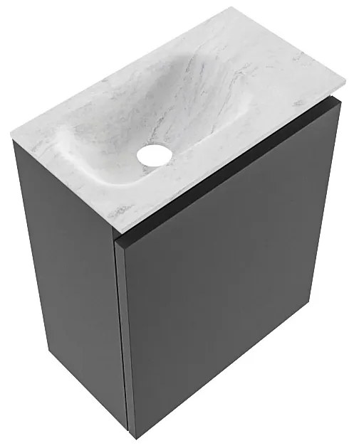 Mondiaz Ture DLux toiletmeubel 40cm dark grey met wastafel opalo links met kraangat