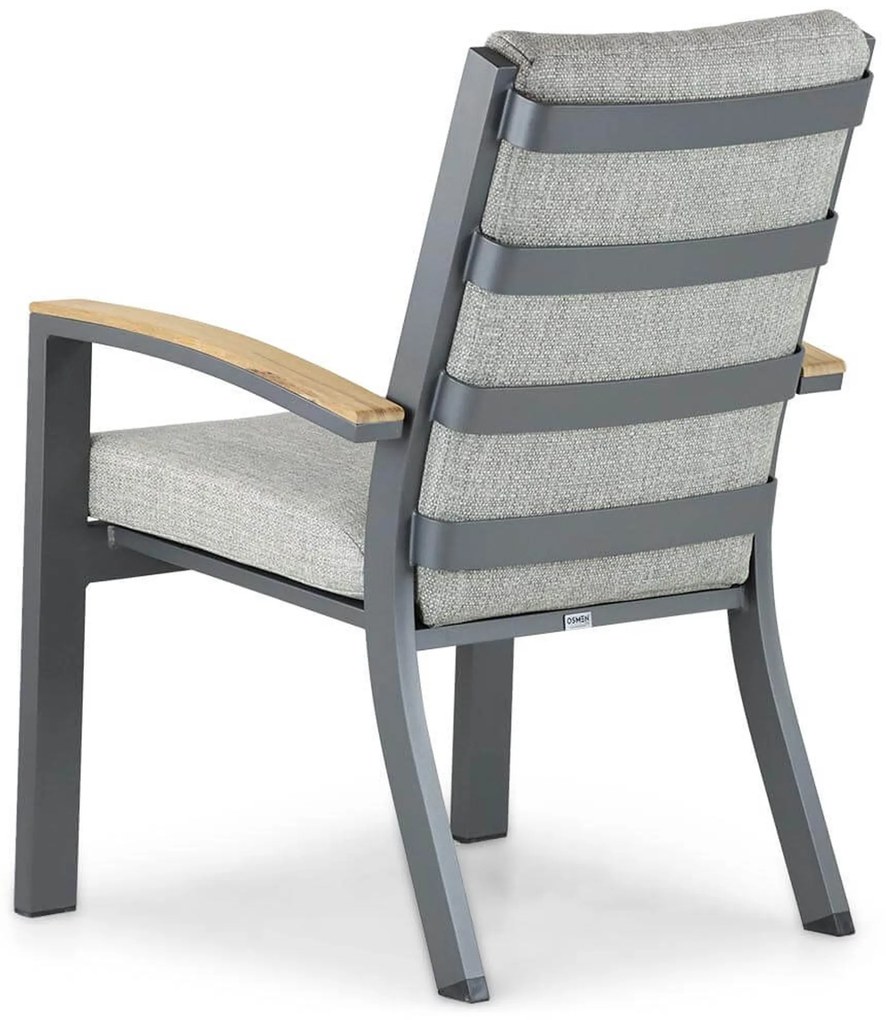 Tuinset 4 personen 100 cm Aluminium/teak Grijs Osmen Midura/Borello