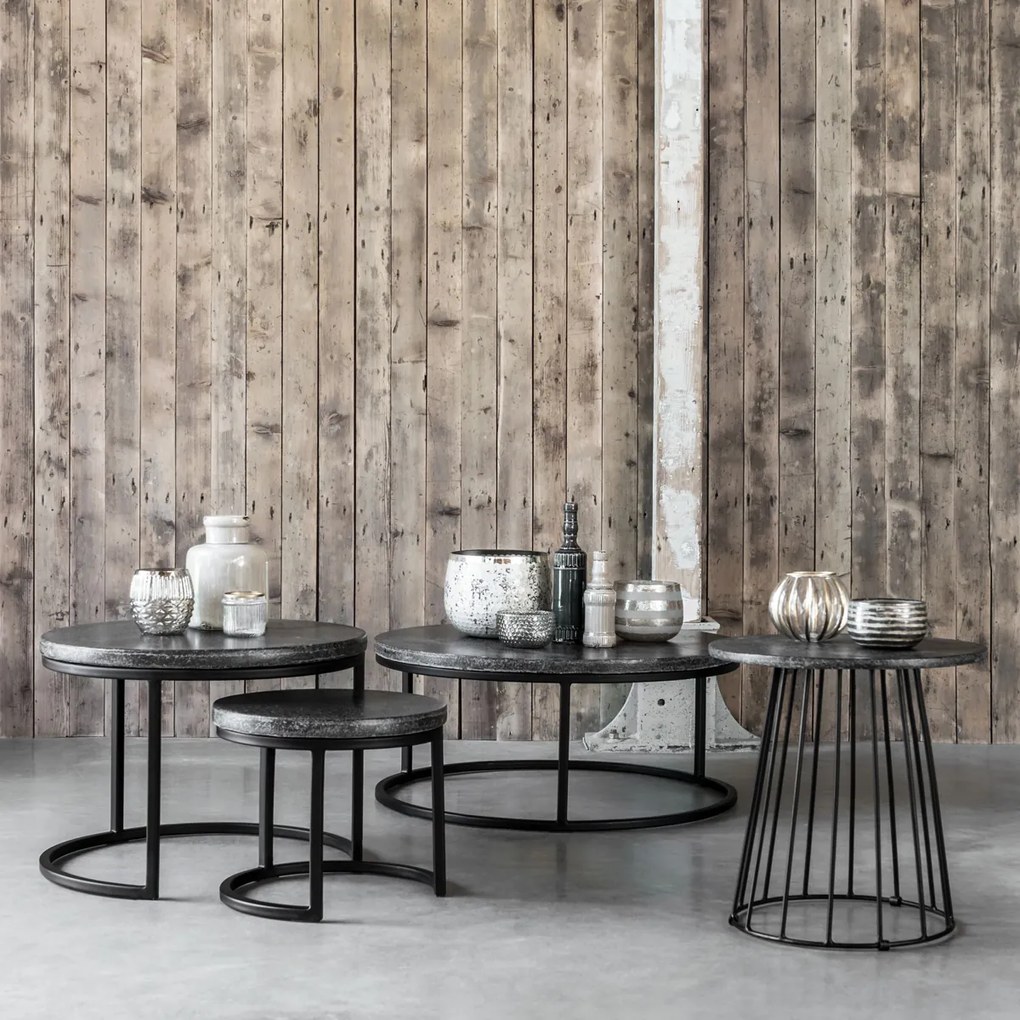 Must Living Mont Blanc Ronde Salontafel Basalt Steen 60cm - 60 X 60cm.