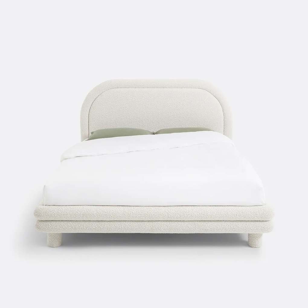 Bed met lattenbodem, bouclette stof, Mendosa