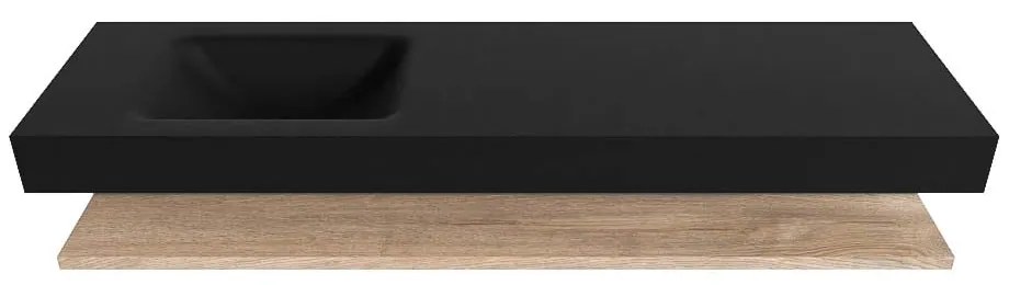 Zaro Alan badmeubel 170cm met planchet washed oak en vrijhangende wastafel cloud links zonder kraangat urban