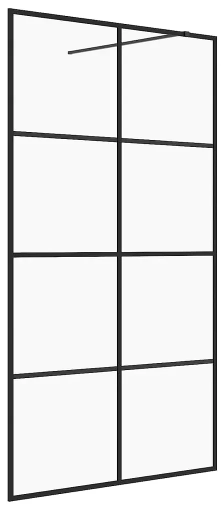 vidaXL Inloopdouchewand 90x195 cm ESG-glas transparant en zwart