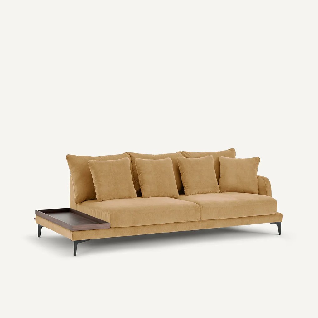 Halve bank met tafelblad van stoned fluweel, MODERNISTE