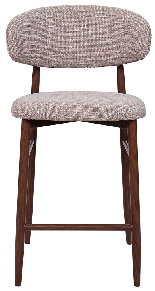 Barkruk Met Rugleuning Walnoot Beige