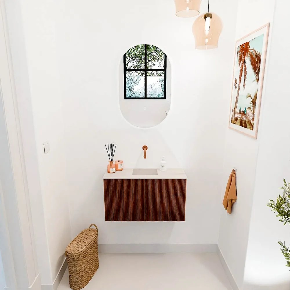 Mondiaz Joya DLux 70cm toiletmeubel ruby met wastafel faye midden zonder kraangat meli