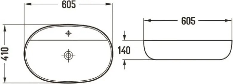 Mexen Adel opbouwwastafel 60 x 41 cm, wit - 22166000