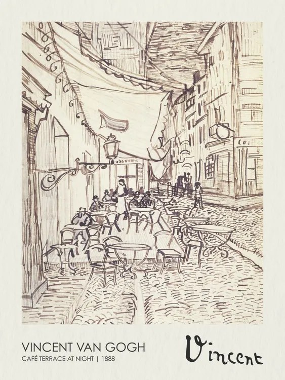 Kunstreproductie Café Terrace at Night Sketch (1888)