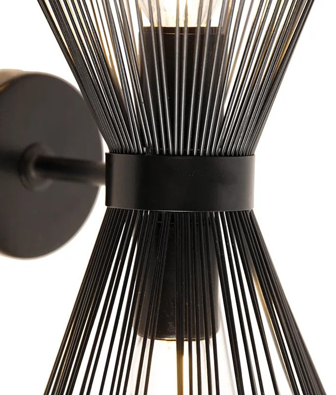 Art Deco wandlamp zwart 2-lichts - Broom