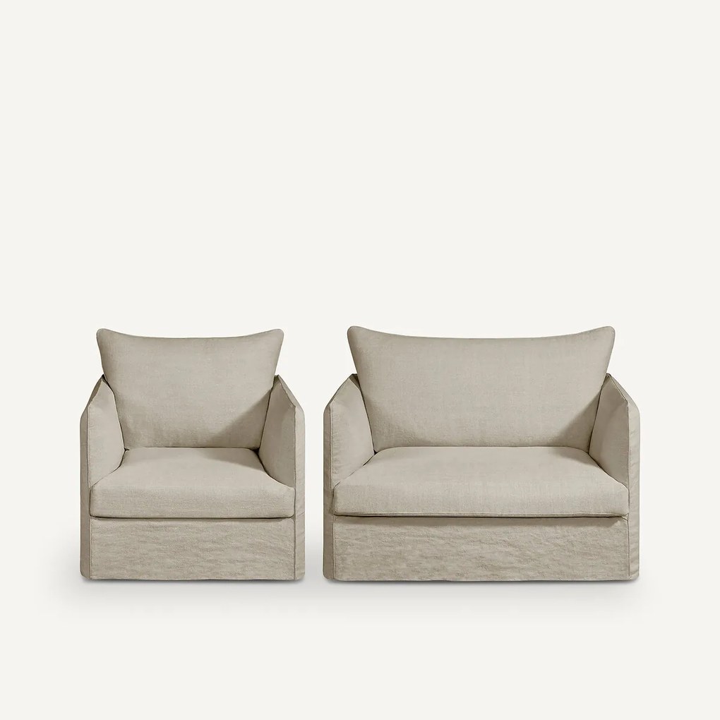 Fauteuil in dik stonewashed linnen, Neo Chiquito