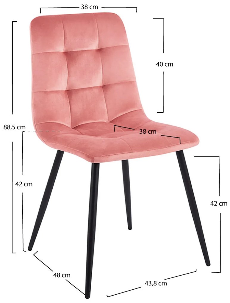 Set 4 Stoelen Stuhl Fluweel