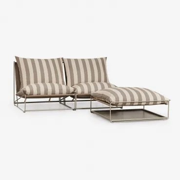 Amaro 2-delige Modulaire Tuinbank En Omvormbare Poef Tapioca Beige - Bruin - Mokka - Sklum