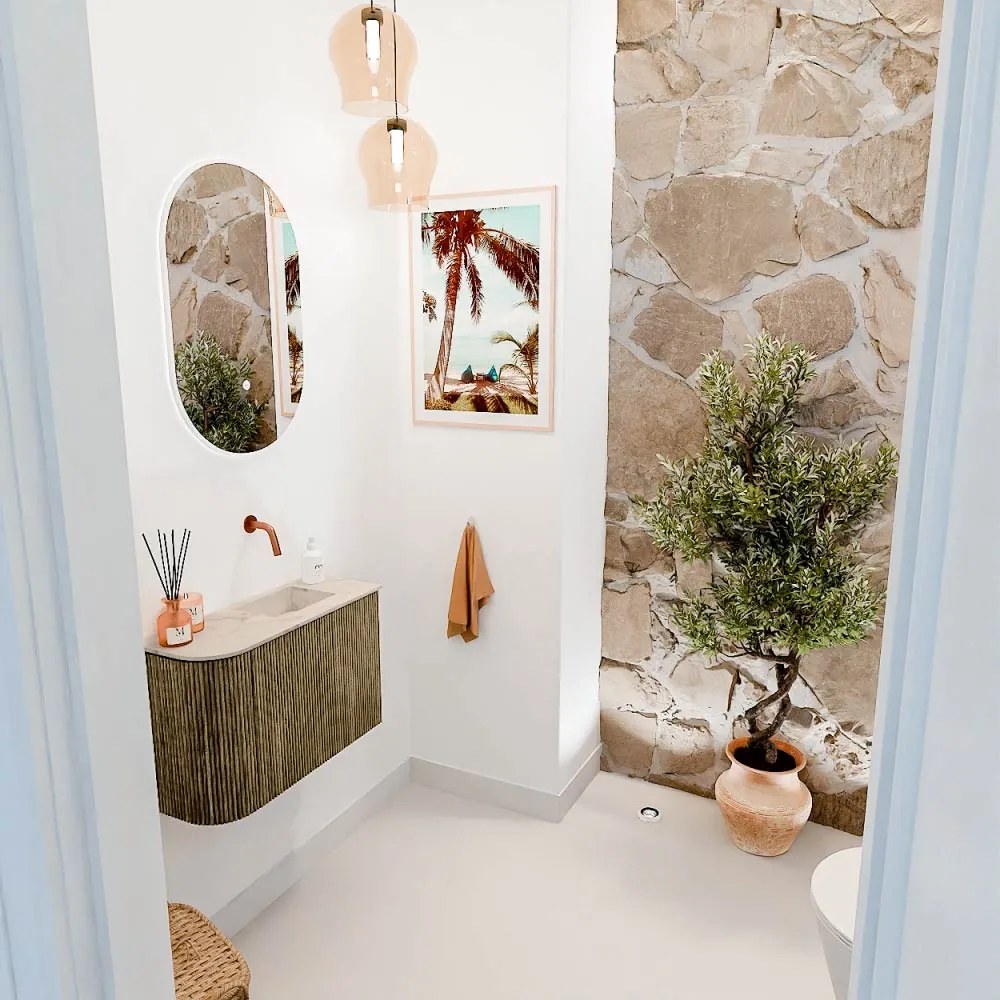 Mondiaz Joya DLux 60cm toiletmeubel ronding links dusk met wastafel faye rechts zonder kraangat frappe