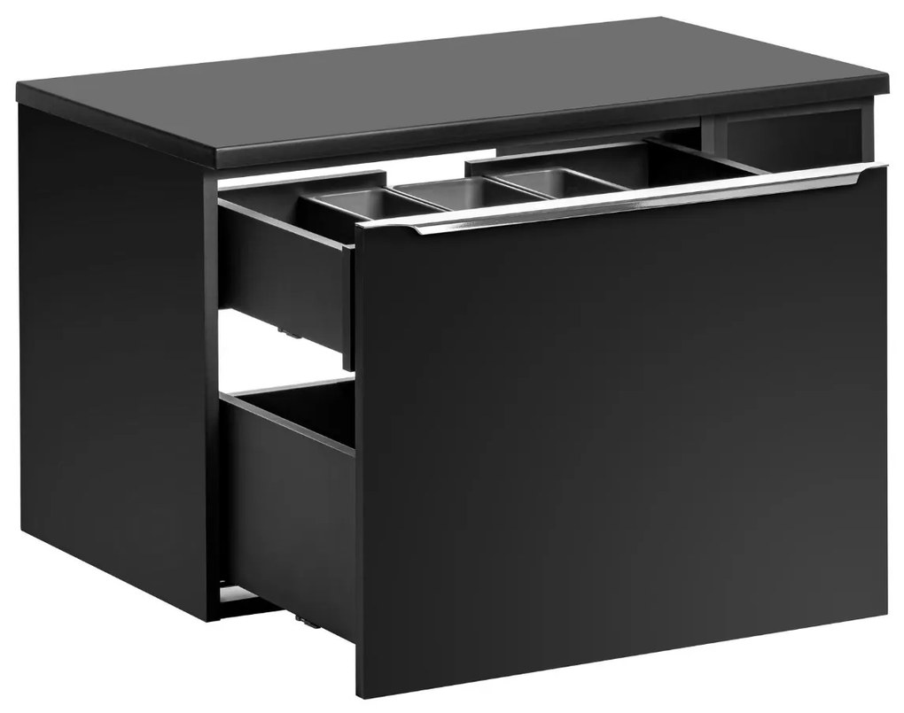 Comad Santa Fe Black badkamermeubel 80cm met open kast en toppaneel zwart mat