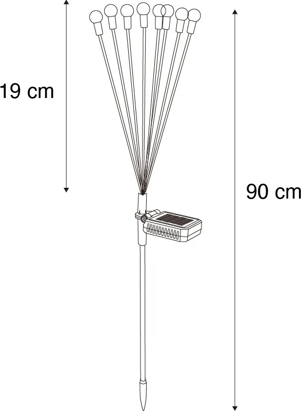 Set van 2 buitenlampen zwart incl. LED met solar en grondpin - Fire Fly