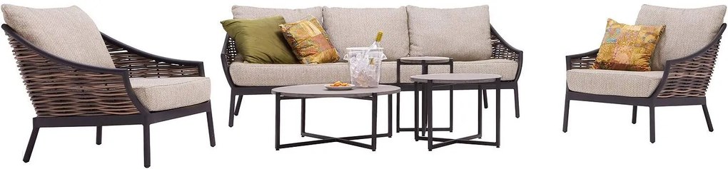 Goossens Loungeset Milou grijs, buitenstof, 3-zits,