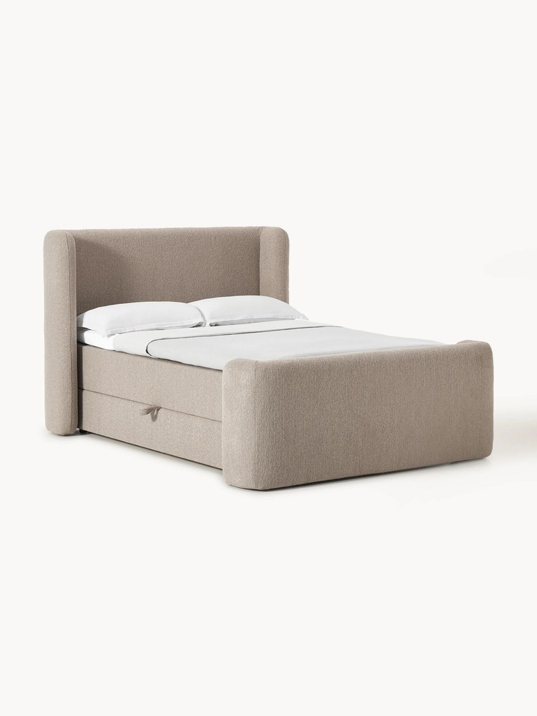 Bouclé divan bed Perla met opbergruimte