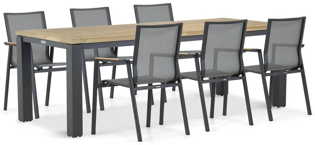 Tuinset 6 personen 230 cm Aluminium/textileen Grijs Lifestyle Garden Furniture Fiora/Veneto