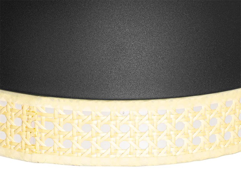 Oosterse hanglamp zwart met rotan 30 cm - Magna RotanOosters E27 rond Binnenverlichting Lamp