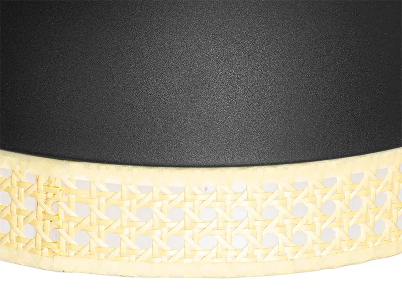 Oosterse hanglamp zwart met rotan 30 cm - Magna RotanOosters E27 rond Binnenverlichting Lamp