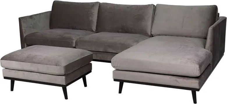 Loungebank Odissi chaise longue rechts - velours Brunei taupe 04 - 2,58 x 1,60 mtr breed