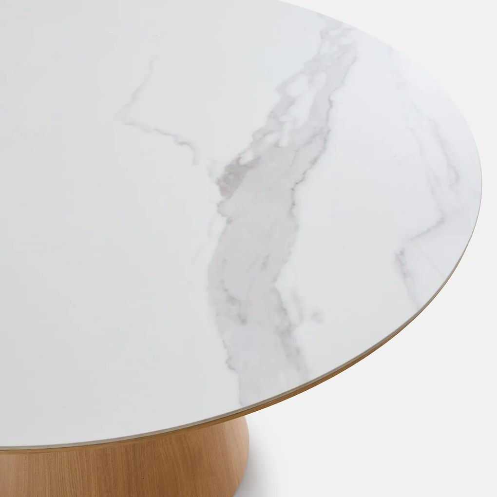 Ronde eettafel, van eikenfineer en keramische steen, 4-persoons, WHIZ