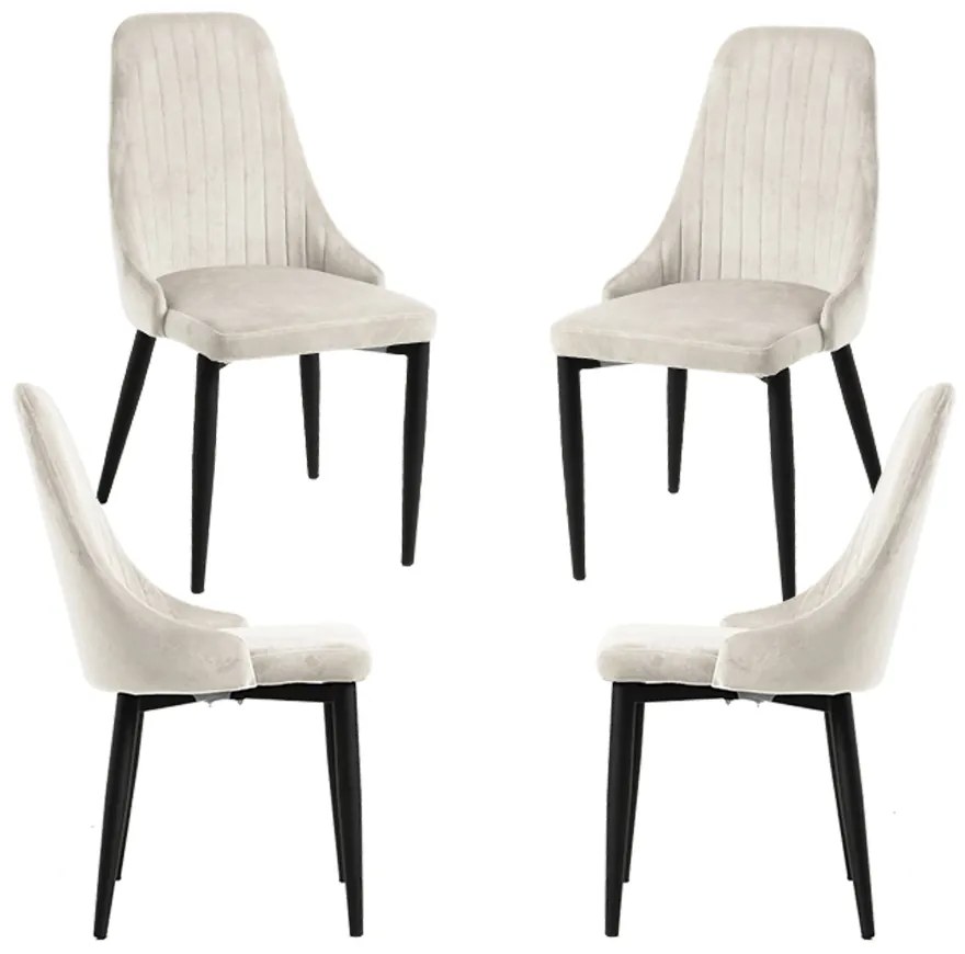 Set 4 Kan Fluwelen Stoelen