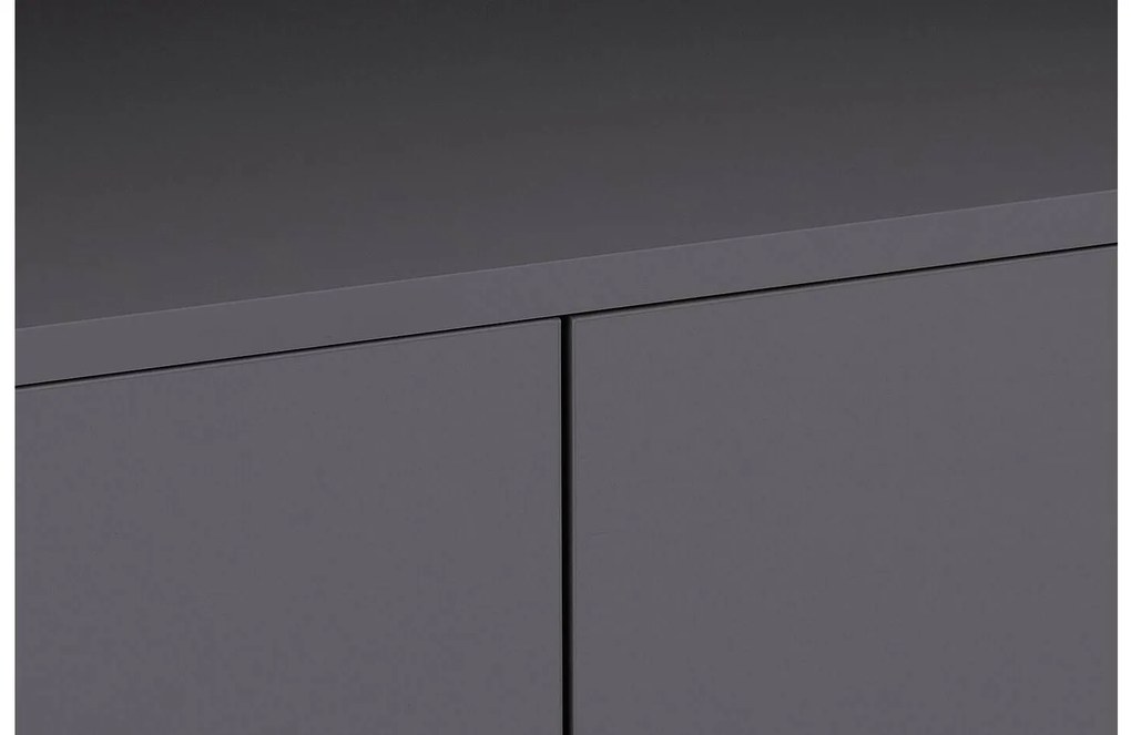 Goossens Basic Buffetkast Madrid, 4 dichte deuren 8 open vakken, donkergrijs melamine, 184 x 191 x 45 cm, elegant chic