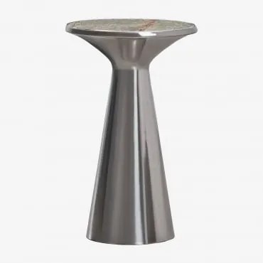 Ronde Bijzettafel Ø30 Cm Van Roestvrij Staal Selmalis Groen Marmer Forest - Sklum