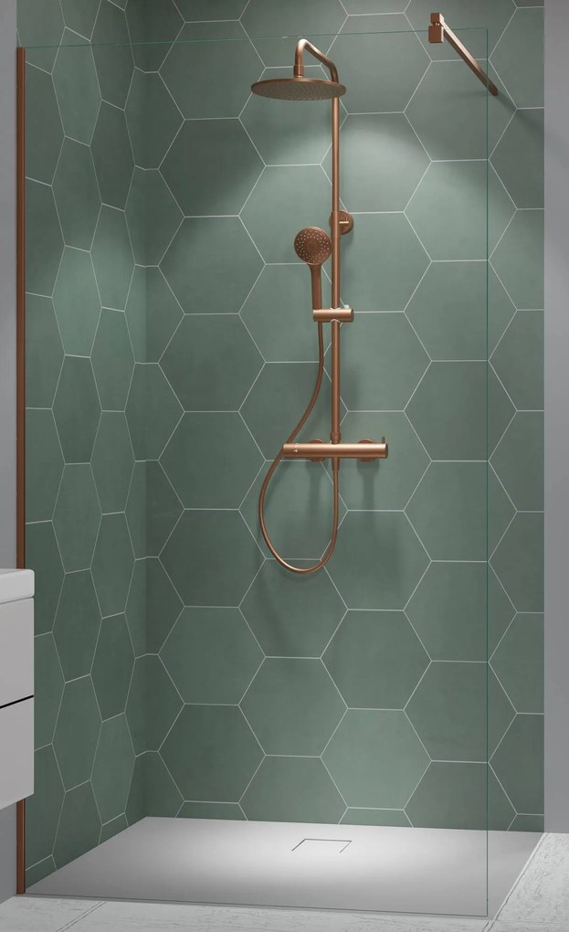 Ben Vivid inloopdouche incl. antikalk 90x200cm geborsteld koper