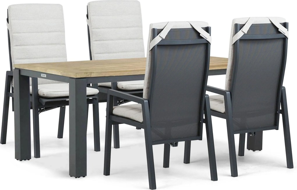 Tuinset 4 personen 180 cm Aluminium Grijs Lifestyle Garden Furniture Vivaro/Veneto