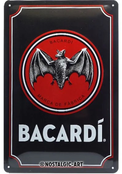 Metalen bord Bacardi - Black Logo