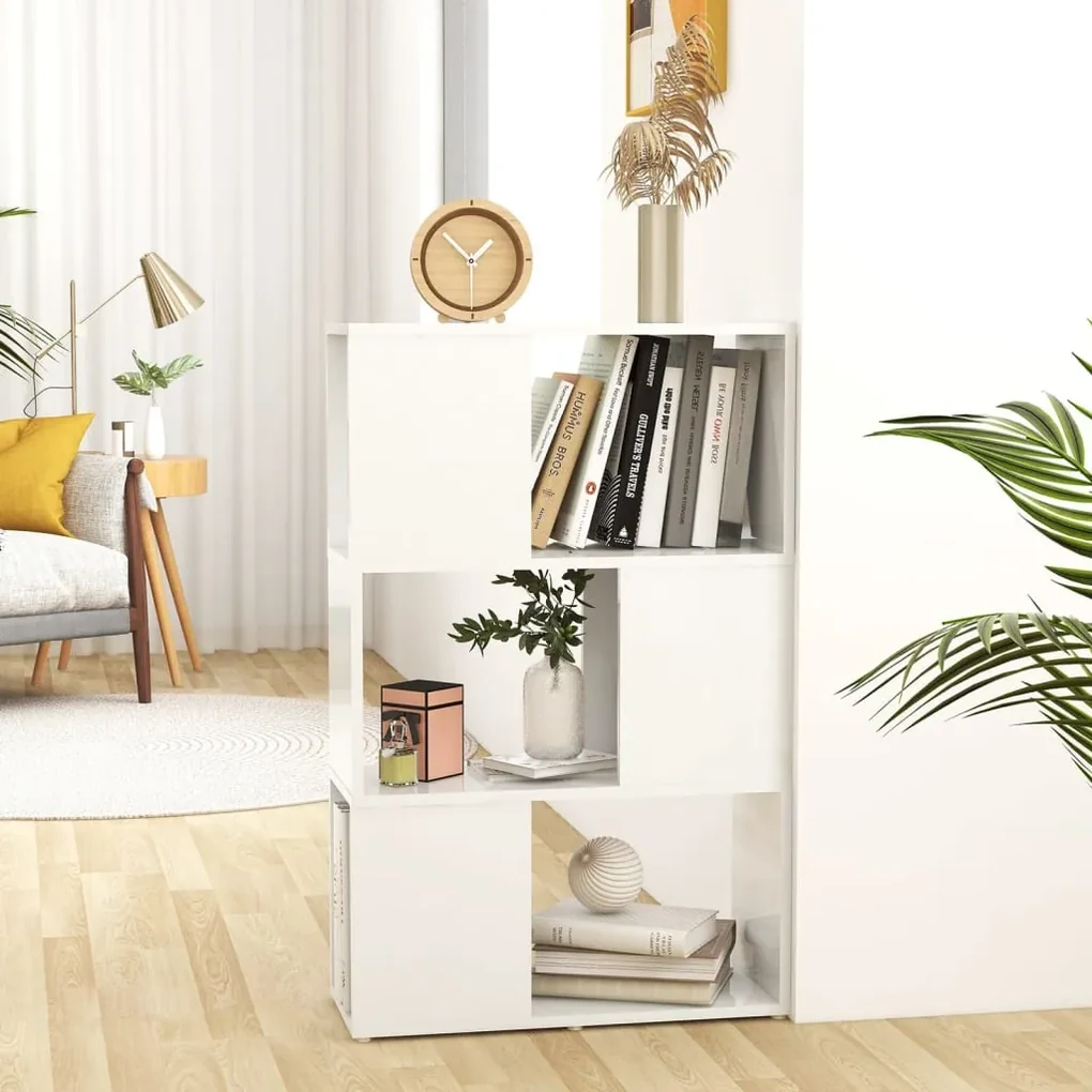 vidaXL Boekenkast/kamerscherm 60x24x94 cm spaanplaat hoogglans wit