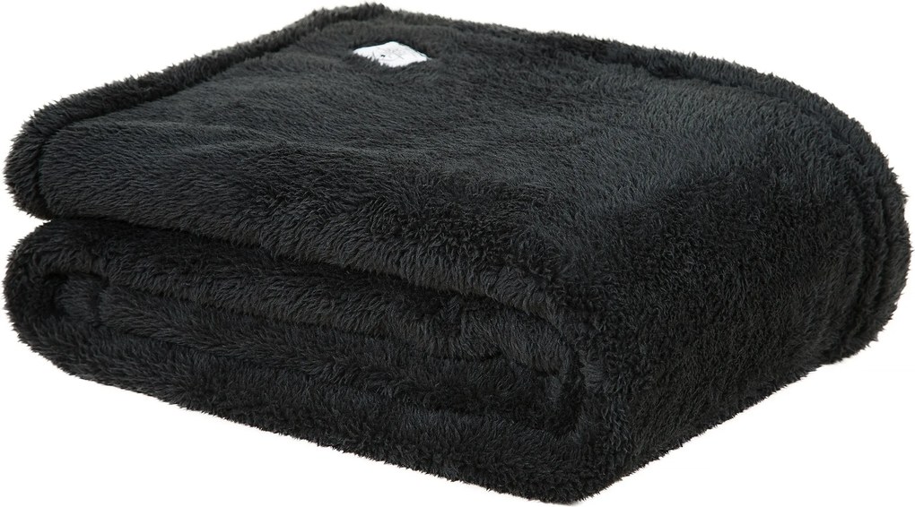 Teddy Fleece Deken - Ultrazacht - 130x170 cm - zwart