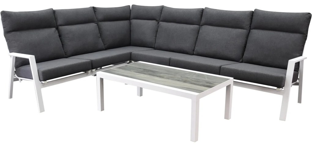 Pacific hoek loungeset 5 delig aluminium wit