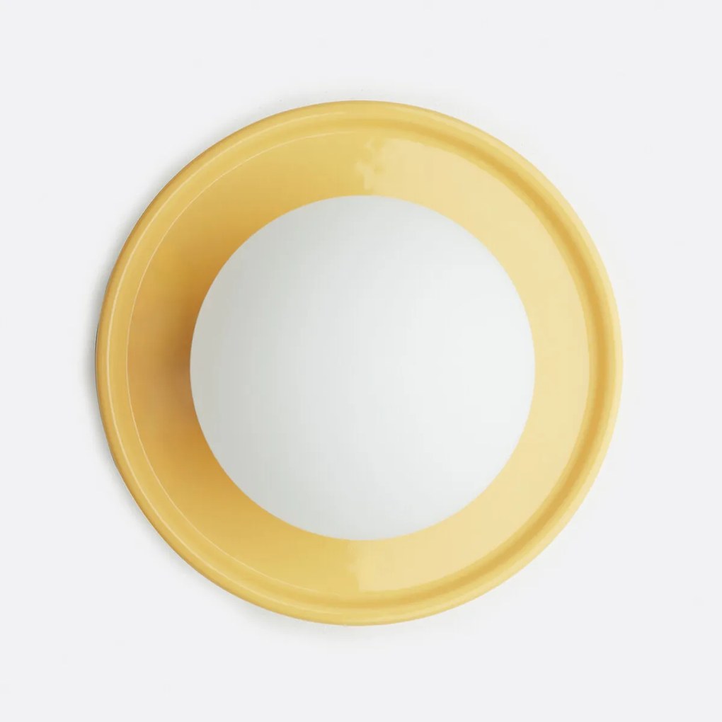 Ronde wandlamp van keramiek en opaline glas, Holi