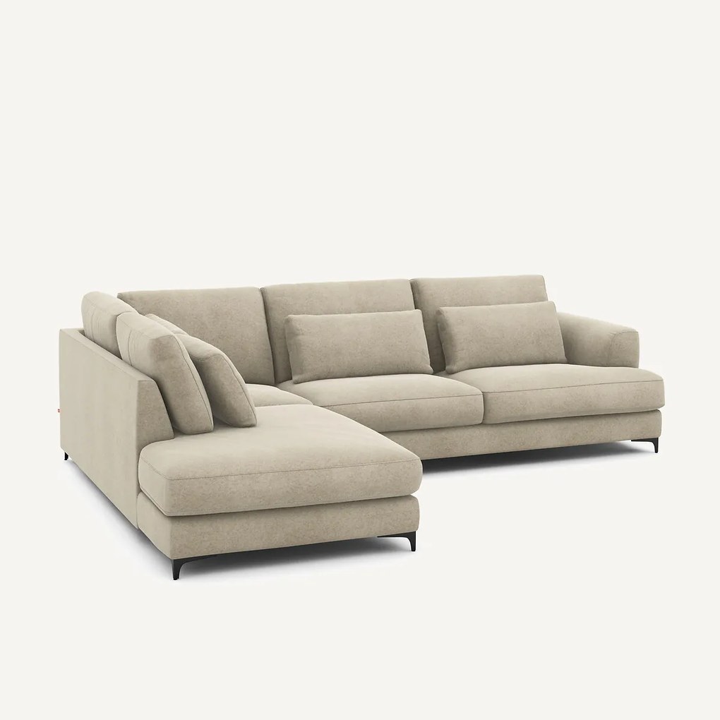 Omvormbare hoekbank links, in linnen fluweel, Marsile