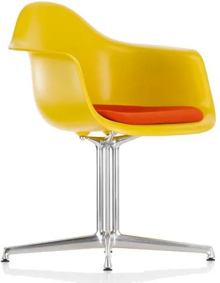 Vitra Eames DAL stoel met zitkussen oranje kuip geel