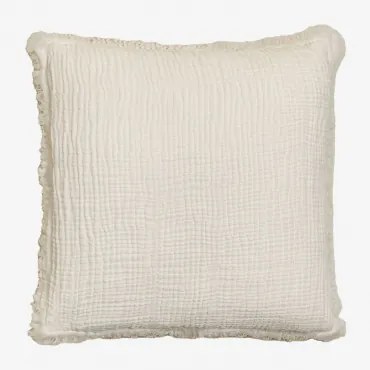 Vierkant Kussen 45x45 Cm Katoen Gaas Jobert Beige – Crème - Sklum