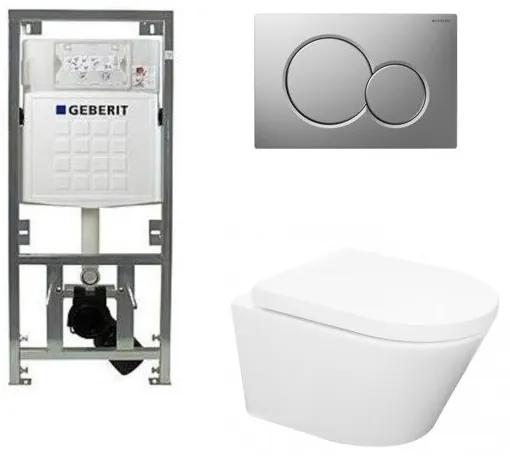 Wiesbaden Vesta toiletset Rimless 52cm inclusief UP320 toiletreservoir en softclose toiletzitting met bedieningsplaat mat verchroomd