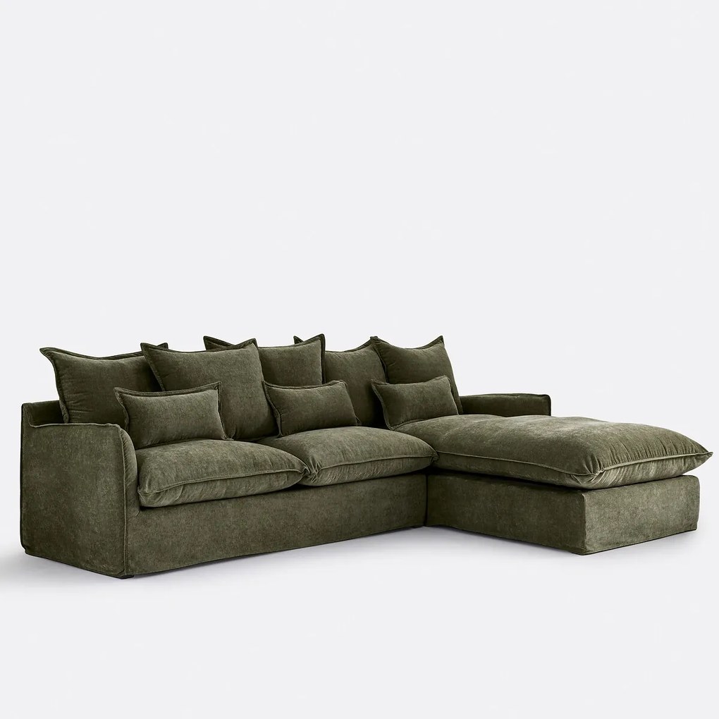 Hoekbank rechts, met afneembare hoes, 4-zits, in gemêleerd polyester, ODNA