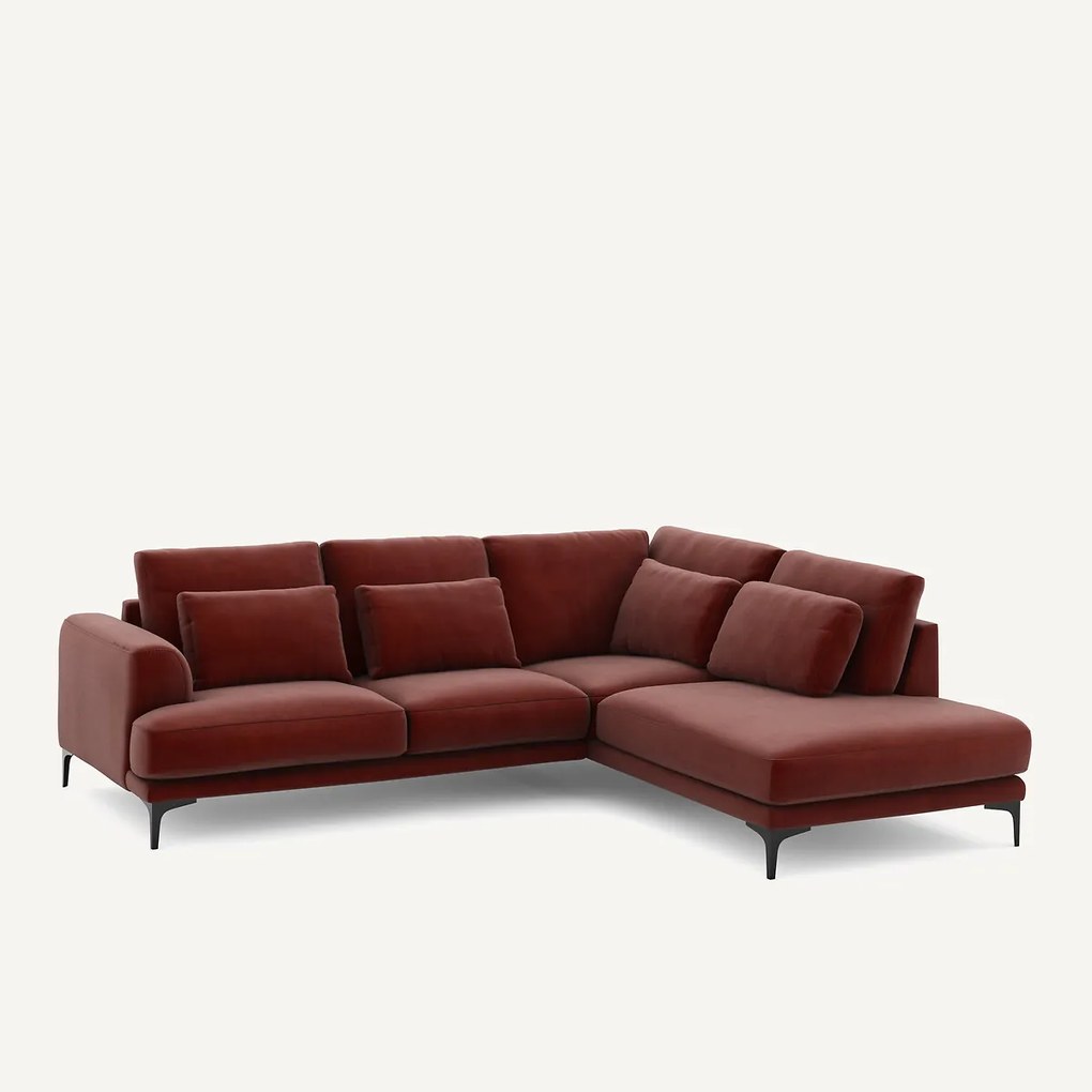 Linkse hoekbank met leuning in fluweel, Marsile