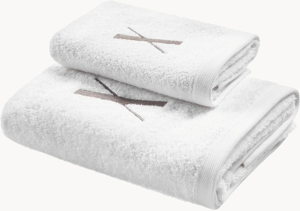 Katoenen handdoekenset Monogram van A tot Z, 2-delig
